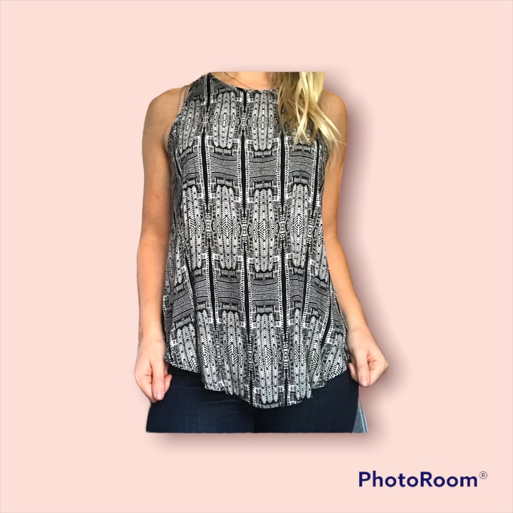 Renee C ; Stitch Fix Black and White patterned tank